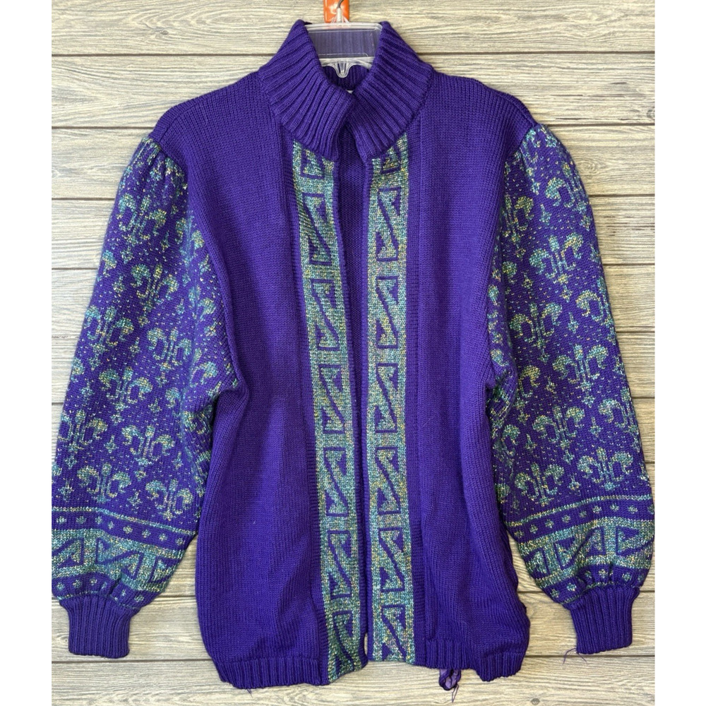 MACHO Womens Vintage Purple Cardigan Made in Austria 50% Mohair SIZE UK-6 EU-36